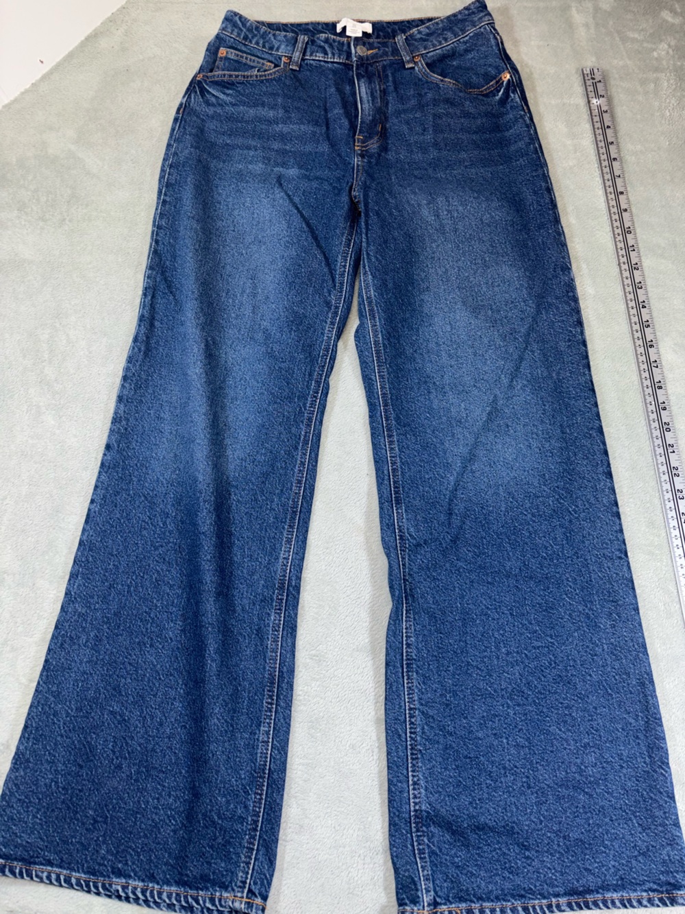 H&M High-Rise Wide-Leg Denim Jeans - Dark Wash - Size 8